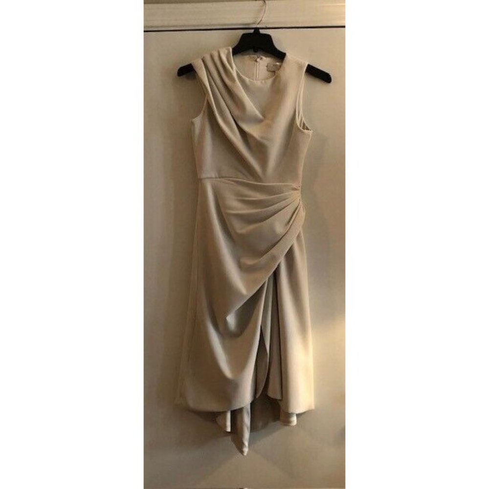 PREOWNED $1200 CHRISTIAN SIRIANO IVORY DRAPED RUCHED DRESS US SIZE 4 SOLD OUT! - Picture 4 of 6